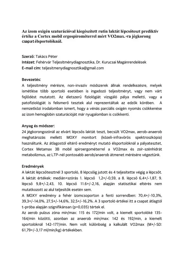 Takács Péter 2023-as tudományos absztraktjának részlete